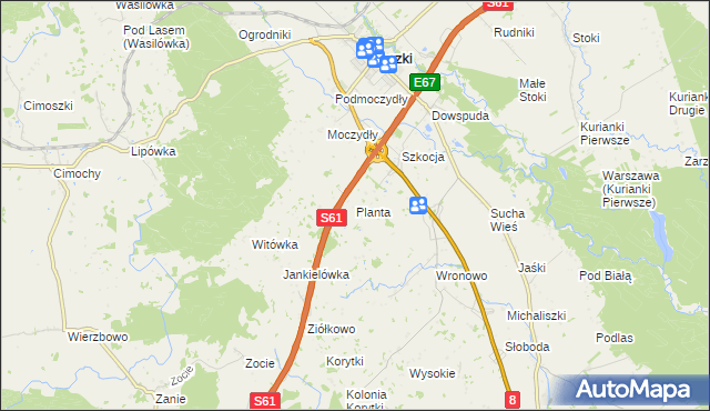 mapa Planta gmina Raczki, Planta gmina Raczki na mapie Targeo