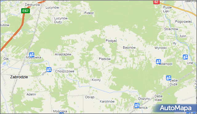 mapa Płatków gmina Zabrodzie, Płatków gmina Zabrodzie na mapie Targeo