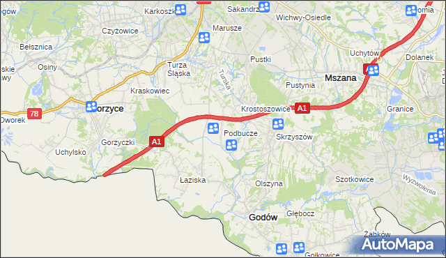 mapa Podbucze gmina Godów, Podbucze gmina Godów na mapie Targeo