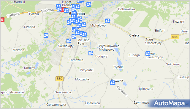 mapa Podgórz gmina Brodnica, Podgórz gmina Brodnica na mapie Targeo