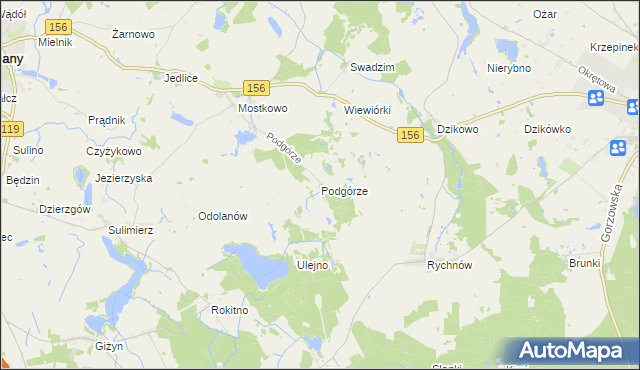 mapa Podgórze gmina Barlinek, Podgórze gmina Barlinek na mapie Targeo