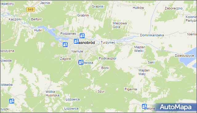 mapa Podklasztor gmina Krasnobród, Podklasztor gmina Krasnobród na mapie Targeo