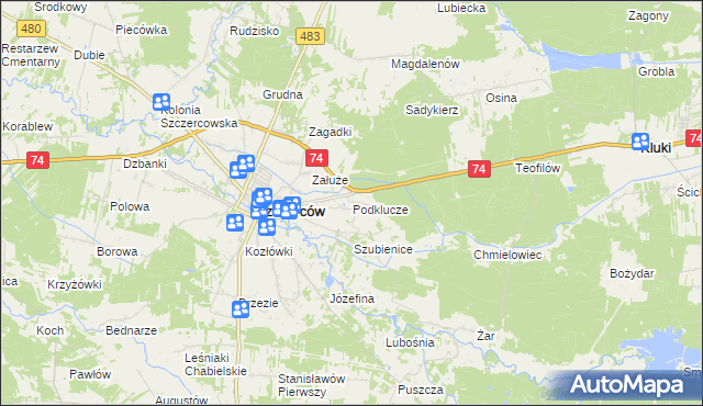 mapa Podklucze, Podklucze na mapie Targeo