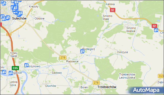 mapa Podlegórz, Podlegórz na mapie Targeo