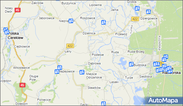 mapa Podlesie gmina Cisek, Podlesie gmina Cisek na mapie Targeo