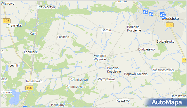 mapa Podlesie Wysokie, Podlesie Wysokie na mapie Targeo