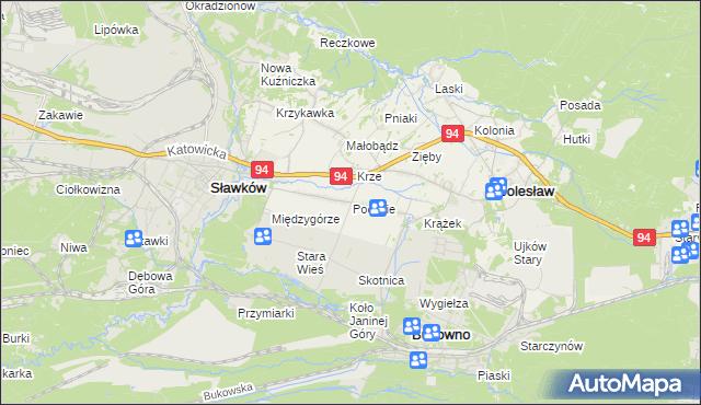 mapa Podlipie gmina Bolesław, Podlipie gmina Bolesław na mapie Targeo