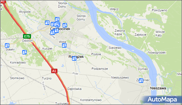 mapa Podole gmina Raciążek, Podole gmina Raciążek na mapie Targeo