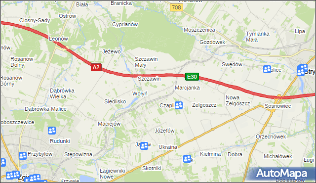 mapa Podole gmina Zgierz, Podole gmina Zgierz na mapie Targeo