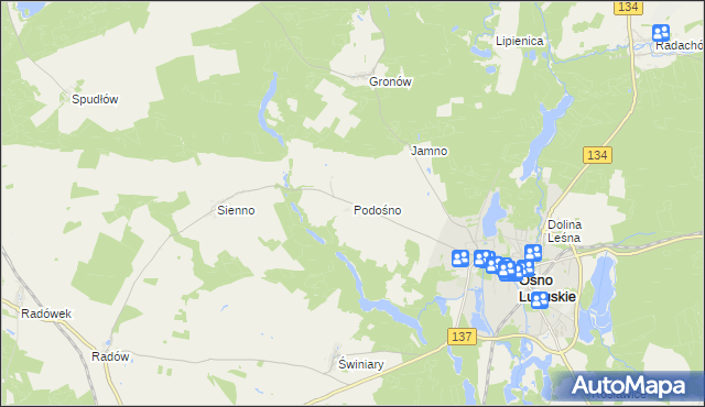 mapa Podośno, Podośno na mapie Targeo