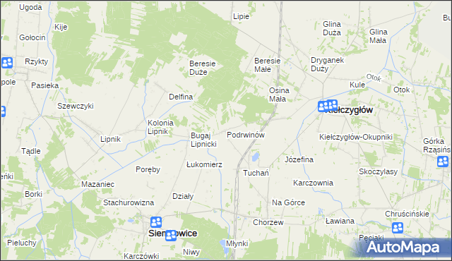 mapa Podrwinów, Podrwinów na mapie Targeo