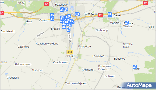 mapa Podrzecze gmina Piaski, Podrzecze gmina Piaski na mapie Targeo