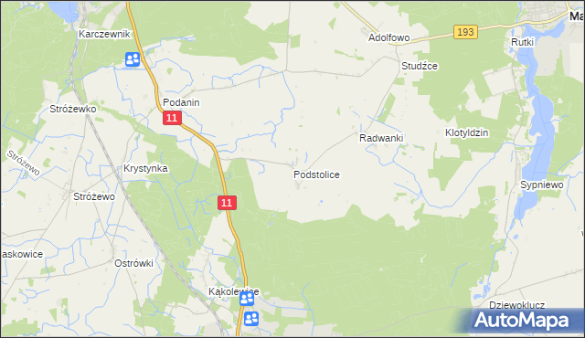 mapa Podstolice gmina Budzyń, Podstolice gmina Budzyń na mapie Targeo