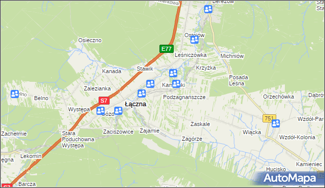 mapa Podzagnańszcze, Podzagnańszcze na mapie Targeo