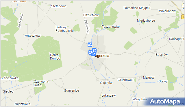 mapa Pogorzela powiat gostyński, Pogorzela powiat gostyński na mapie Targeo