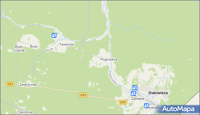 mapa Pogorzelce, Pogorzelce na mapie Targeo