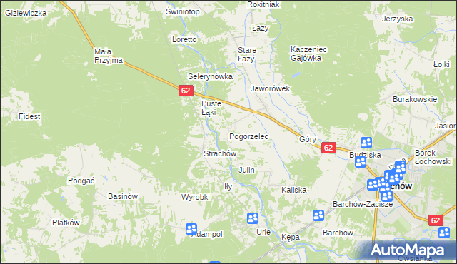 mapa Pogorzelec gmina Łochów, Pogorzelec gmina Łochów na mapie Targeo
