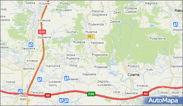 mapa Pogwizdów gmina Czarna, Pogwizdów gmina Czarna na mapie Targeo