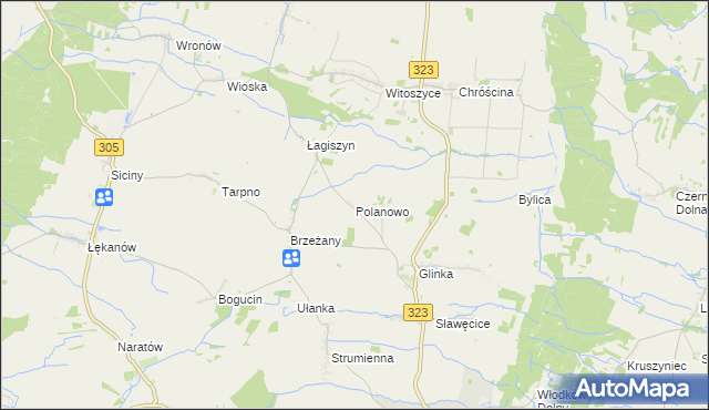 mapa Polanowo gmina Góra, Polanowo gmina Góra na mapie Targeo