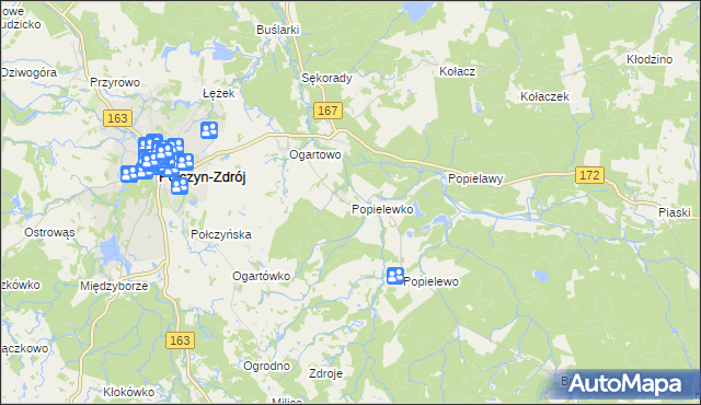 mapa Popielewko, Popielewko na mapie Targeo