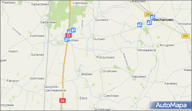 mapa Potrzymowo, Potrzymowo na mapie Targeo