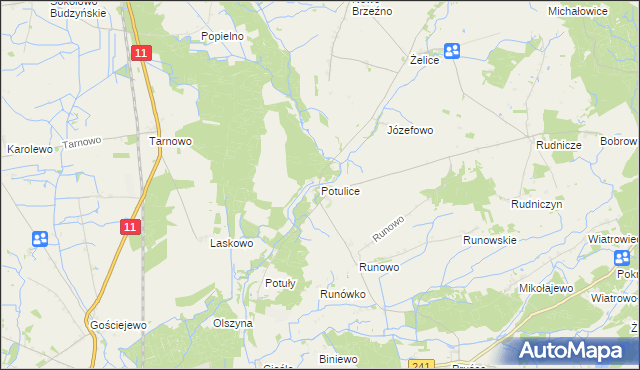 mapa Potulice gmina Wągrowiec, Potulice gmina Wągrowiec na mapie Targeo