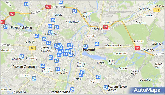 mapa Poznania, Poznań na mapie Targeo