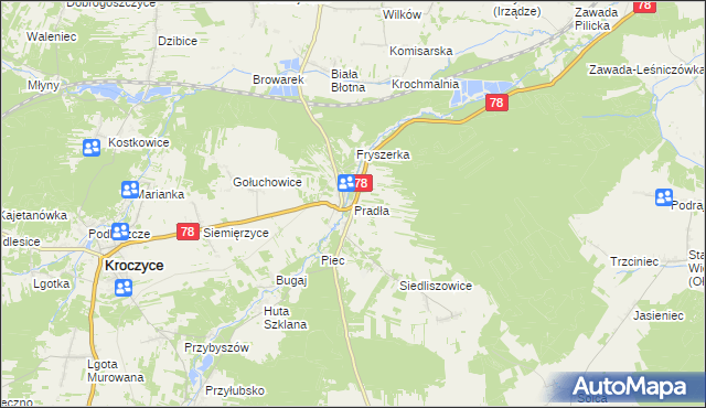 mapa Pradła, Pradła na mapie Targeo