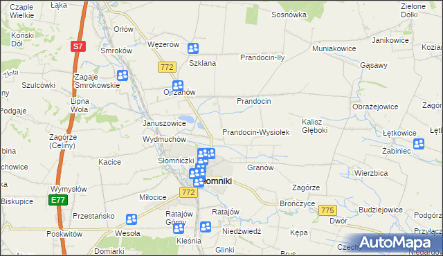 mapa Prandocin-Wysiołek, Prandocin-Wysiołek na mapie Targeo