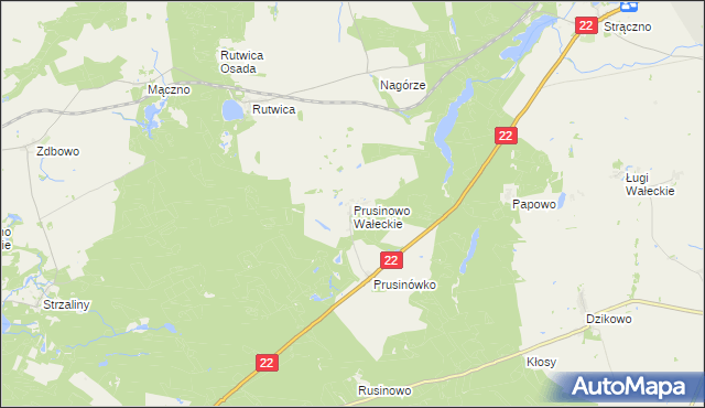 mapa Prusinowo Wałeckie, Prusinowo Wałeckie na mapie Targeo