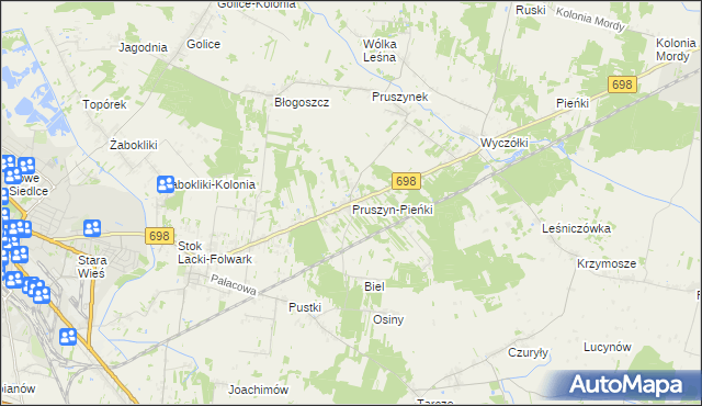 mapa Pruszyn-Pieńki, Pruszyn-Pieńki na mapie Targeo