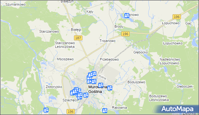 mapa Przebędowo gmina Murowana Goślina, Przebędowo gmina Murowana Goślina na mapie Targeo