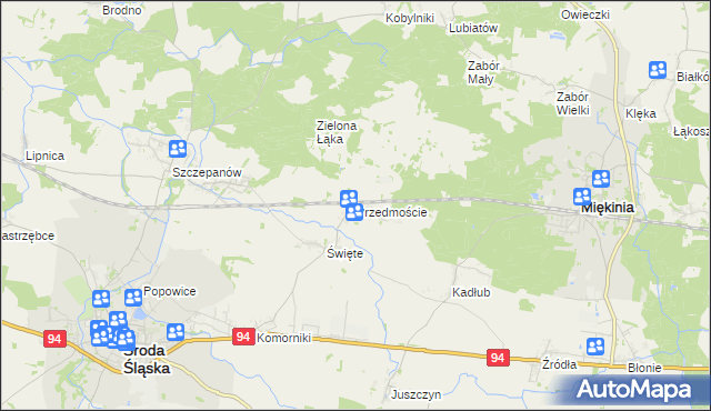 mapa Przedmoście gmina Środa Śląska, Przedmoście gmina Środa Śląska na mapie Targeo