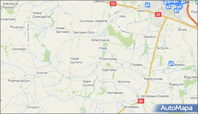 mapa Przemkowo gmina Dzierzążnia, Przemkowo gmina Dzierzążnia na mapie Targeo