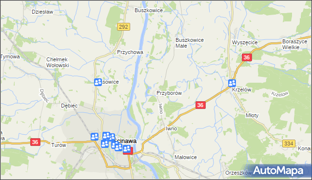 mapa Przyborów gmina Wińsko, Przyborów gmina Wińsko na mapie Targeo