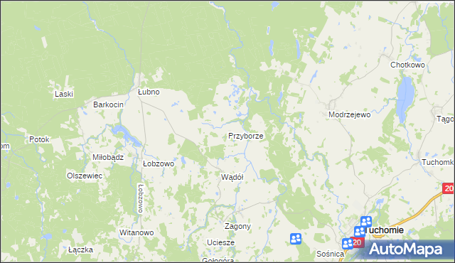 mapa Przyborze gmina Kołczygłowy, Przyborze gmina Kołczygłowy na mapie Targeo
