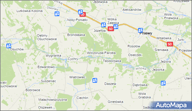 mapa Przykory gmina Pniewy, Przykory gmina Pniewy na mapie Targeo