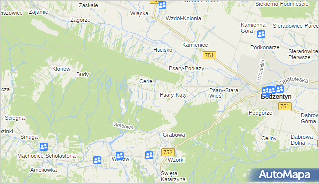 mapa Psary-Kąty, Psary-Kąty na mapie Targeo