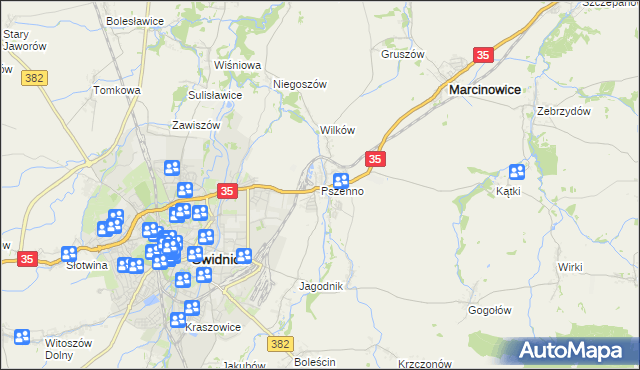 mapa Pszenno, Pszenno na mapie Targeo
