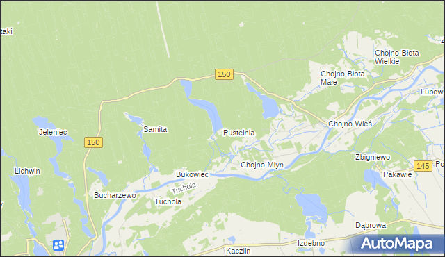 mapa Pustelnia gmina Wronki, Pustelnia gmina Wronki na mapie Targeo