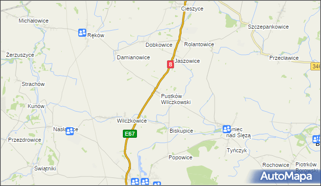 mapa Pustków Wilczkowski, Pustków Wilczkowski na mapie Targeo