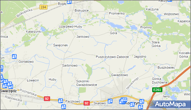 mapa Puszczykowo-Zaborze, Puszczykowo-Zaborze na mapie Targeo