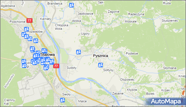 mapa Pysznica, Pysznica na mapie Targeo