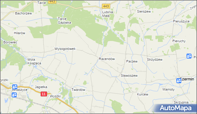 mapa Racendów, Racendów na mapie Targeo