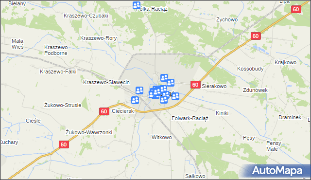 mapa Raciąż powiat płoński, Raciąż powiat płoński na mapie Targeo