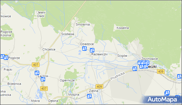 mapa Racławiczki, Racławiczki na mapie Targeo