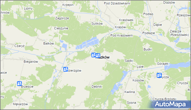 mapa Radków powiat włoszczowski, Radków powiat włoszczowski na mapie Targeo