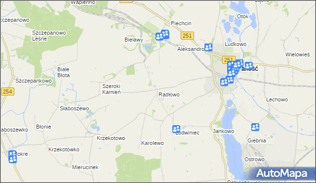 mapa Radłowo gmina Pakość, Radłowo gmina Pakość na mapie Targeo