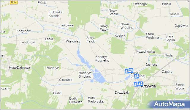 mapa Radoryż Kościelny, Radoryż Kościelny na mapie Targeo