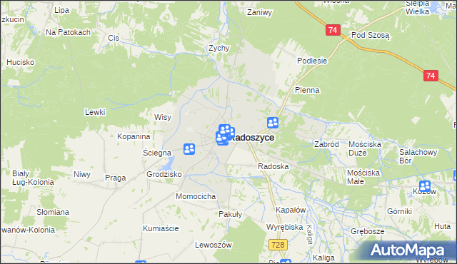 mapa Radoszyce powiat konecki, Radoszyce powiat konecki na mapie Targeo